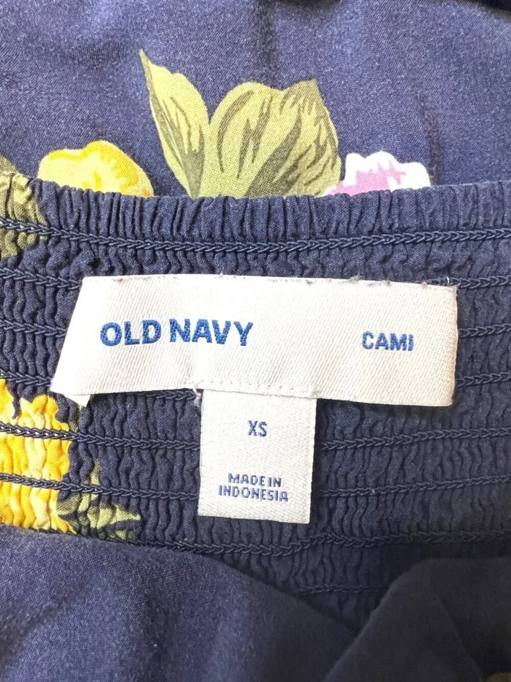 Old Navy XS Navy Floral Sundress With Smocked Back & Adjustable Straps